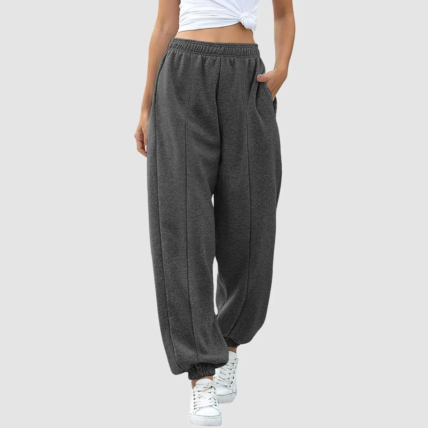 Sweatpants Women High Waisted Sweatpants Workout Active Joggers Pants Baggy Lounge Bottoms Cinch Bottom Sweatpants