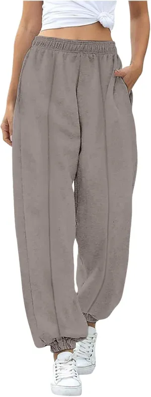 Sweatpants Women High Waisted Sweatpants Workout Active Joggers Pants Baggy Lounge Bottoms Cinch Bottom Sweatpants