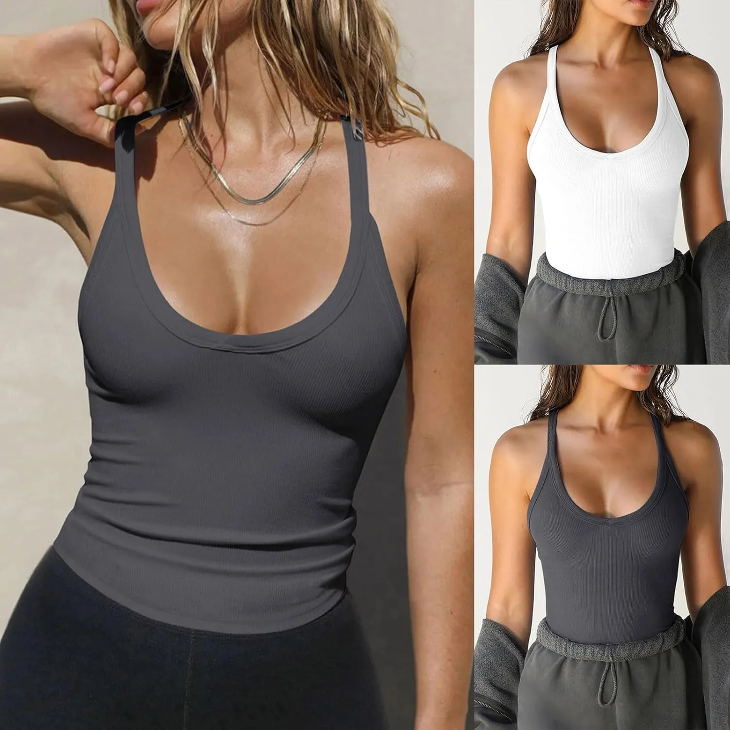 Tank Top for Women Summer 2025 Crew Neck Sleeveless Womens Summer Tops Cute Loose Fit Workout Casual Tops Clothes