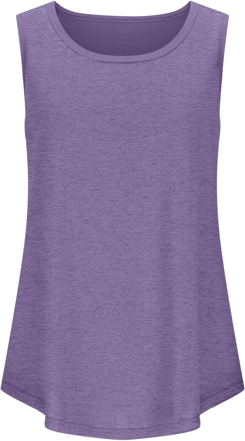 Tank Tops for Women 2025 Summer Sleeveless Ribbed Crewneck Blouse Tshirt Cotton Plus Size Vest Tops Beach Y2k Clothes