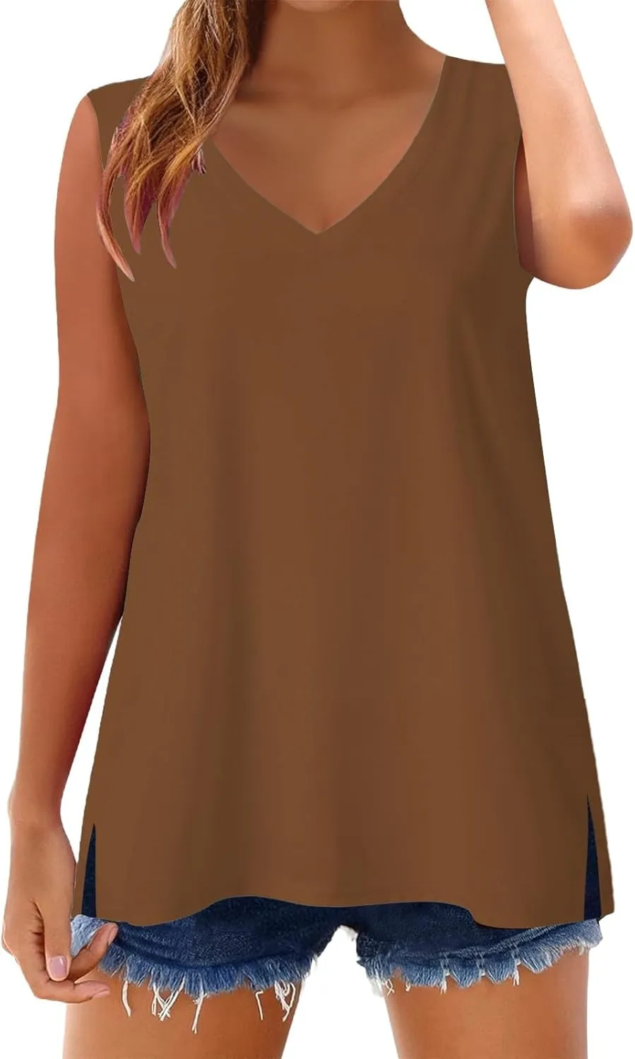 Tank Tops for Women 2025 Summer Sleeveless V Neck Blouses Plus Size Cotton Shirts Casual Vest Tops Beach Y2k Clothes