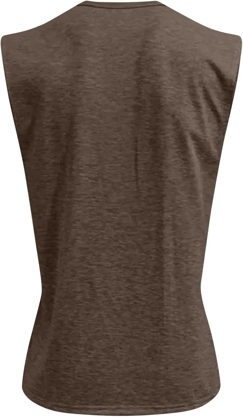 Tank Tops Men Henley Shirts for Men Sleeveless Muscle Gym Workout Running Beach Summer Vintage Button Down Tank Tops