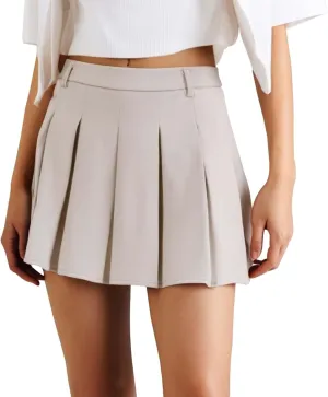 Tennis Skirts for Women Pleated Y2K Mini Dress Stretchy High Waisted Short Solid Color Skirt 2025 Spring Summer