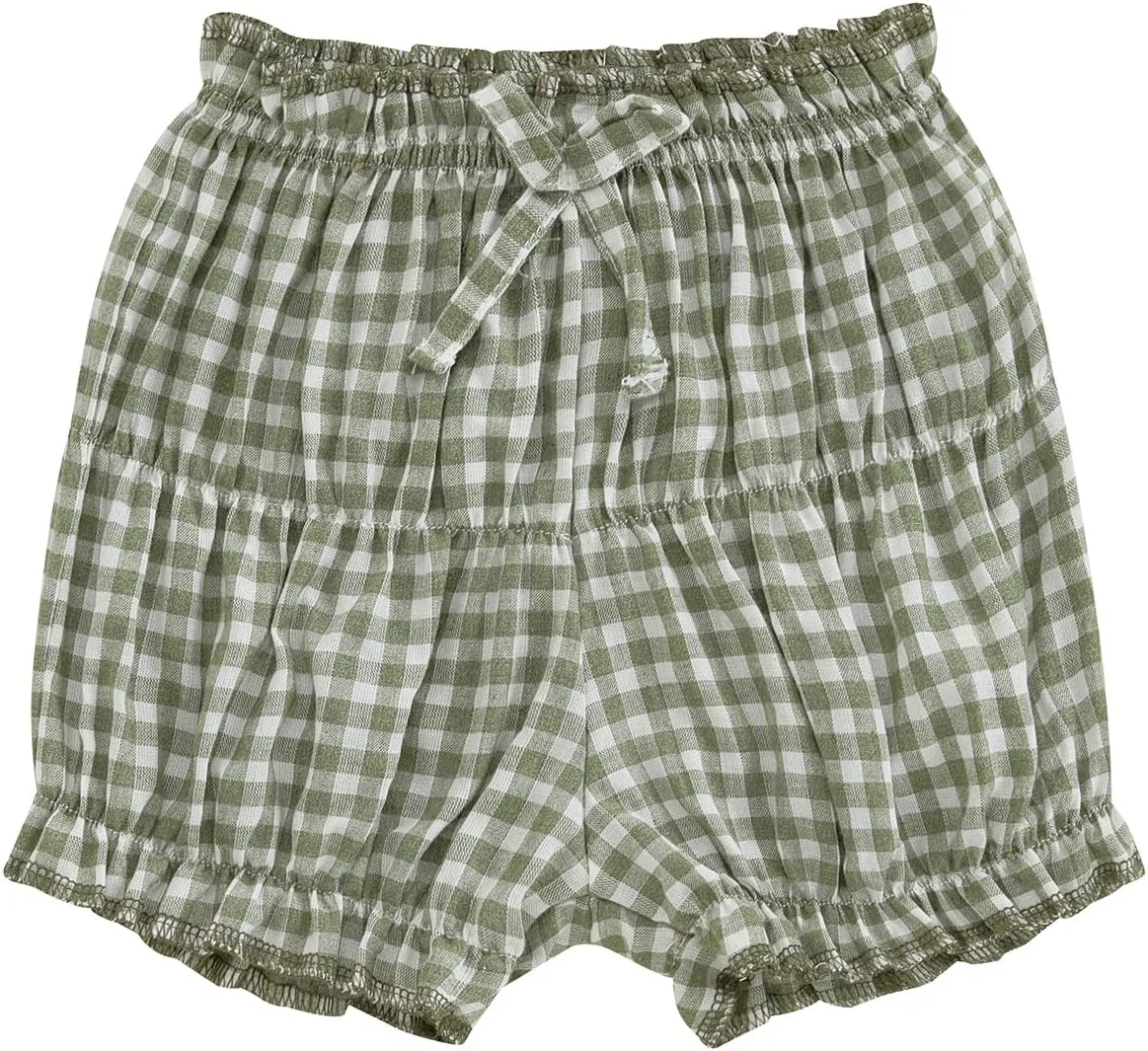 Toddler Baby Girl Gingham Shorts Summer Clothes Plaid Print Short Bloomer Elastic Waist Ruffled Bloomers Bottoms