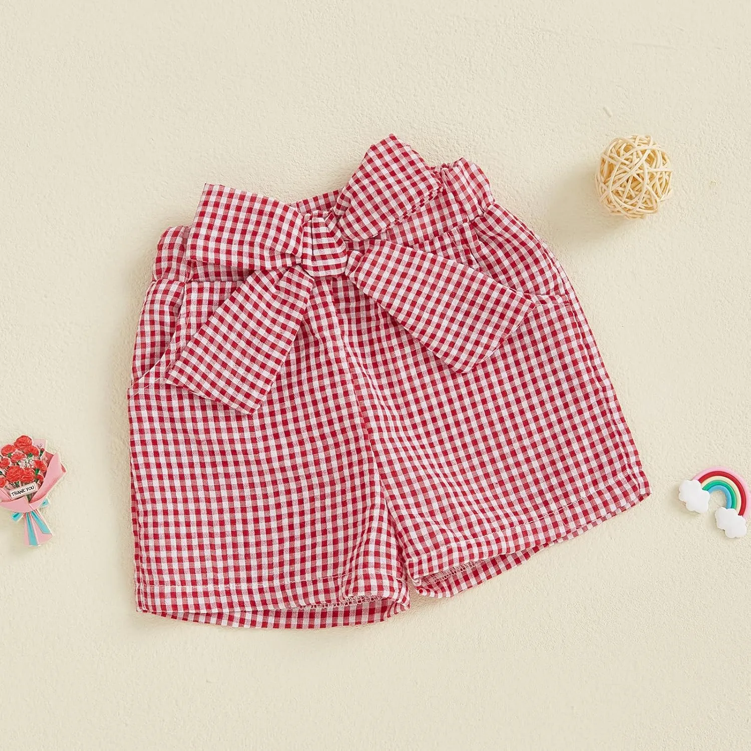 Toddler Baby Girls Gingham Seersucker Shorts Elastic Waist Striped Plaid Shorts Summer Casual Short Pants Bottoms
