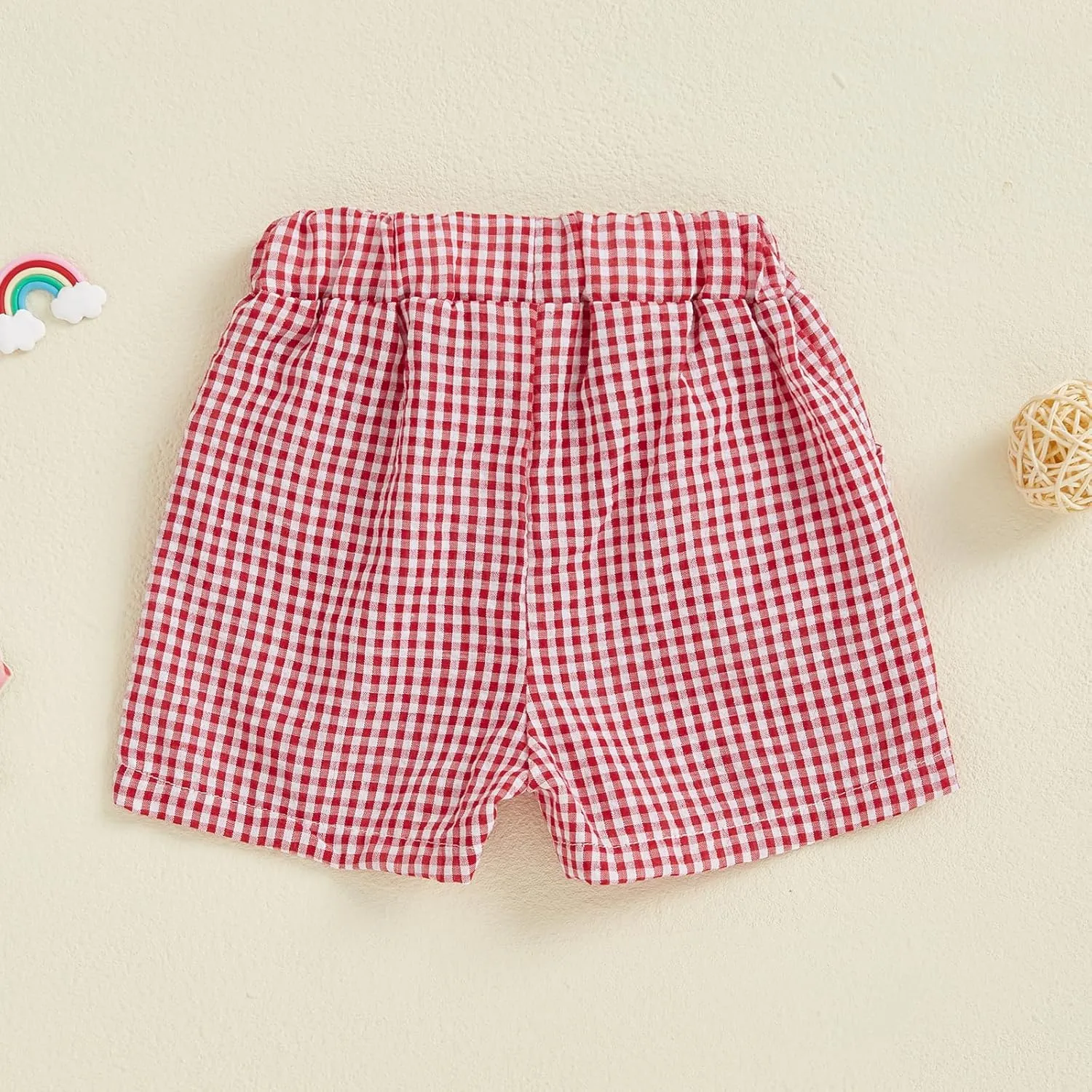 Toddler Baby Girls Gingham Seersucker Shorts Elastic Waist Striped Plaid Shorts Summer Casual Short Pants Bottoms