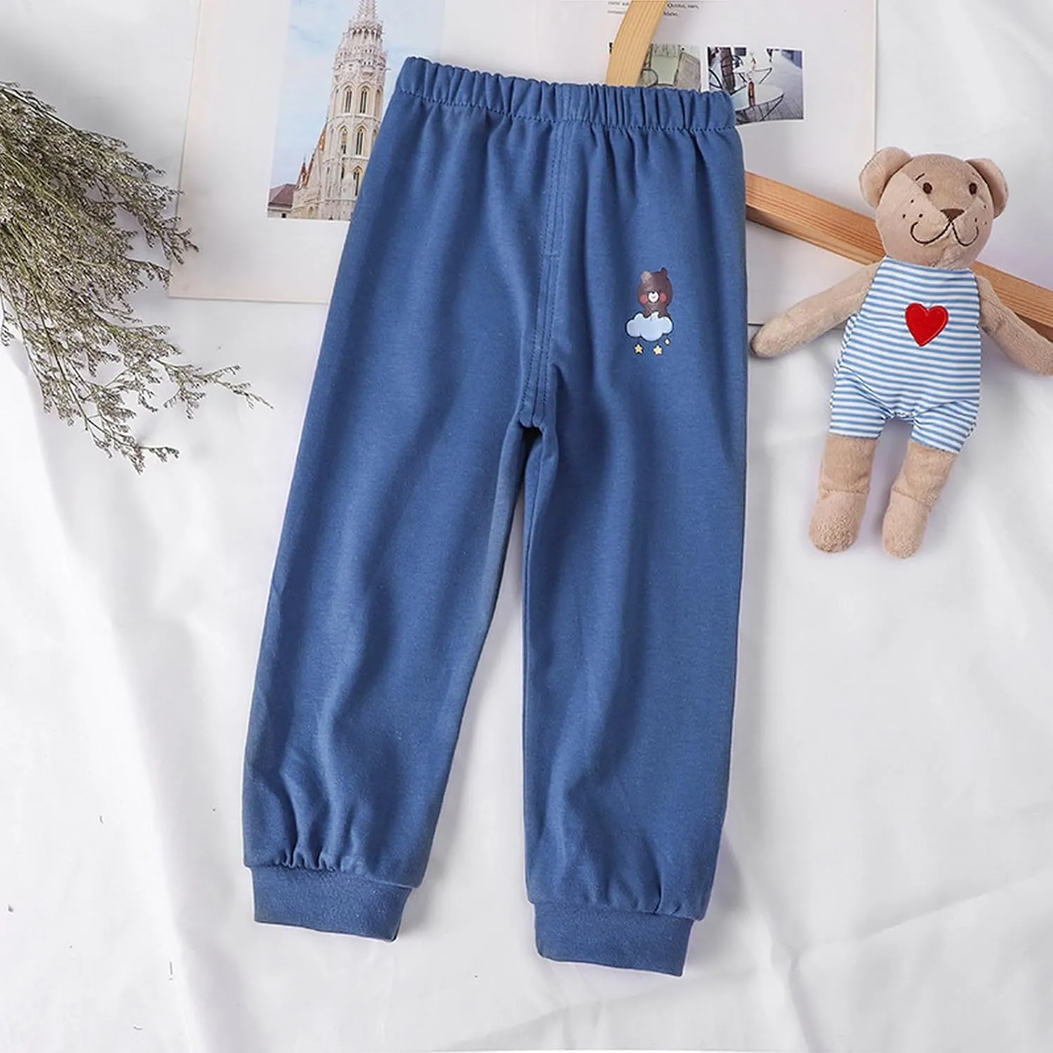 Toddler Boys Girls Cotton Sweatpants Solid Color Casual Bottoms Elastic Jogger Running Trousers for Kids Unisex