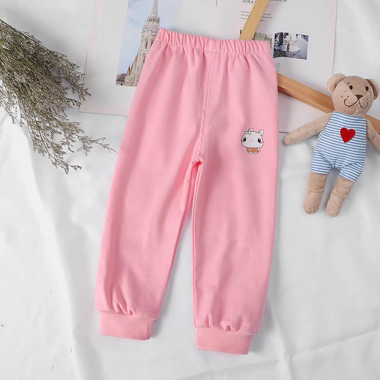 Toddler Boys Girls Cotton Sweatpants Solid Color Casual Bottoms Elastic Jogger Running Trousers for Kids Unisex