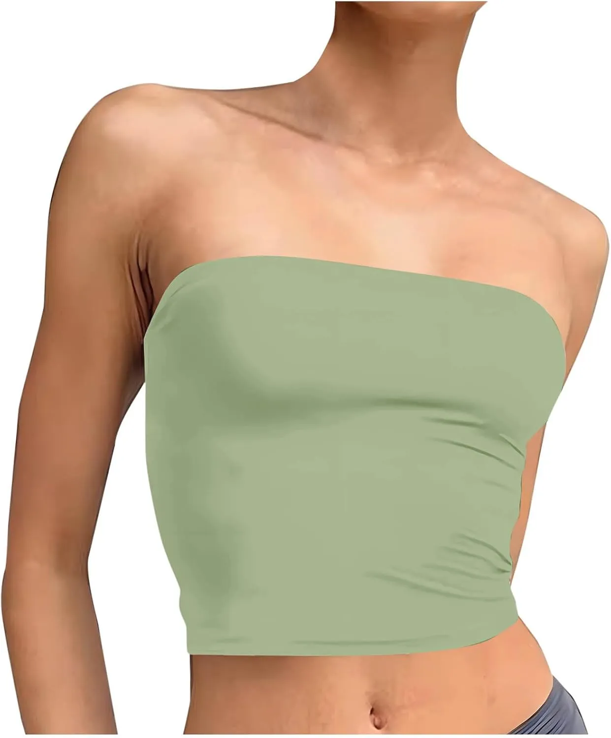 Trendy Going Out Crop Tops for Women Summer Casual Sleeveless Tube Tops Off The Shoulder Backless Solid Y2k Clothes
