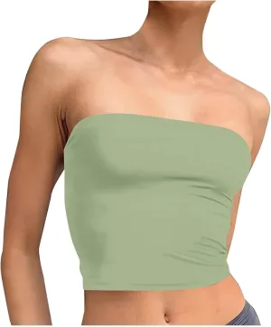 Trendy Going Out Crop Tops for Women Summer Casual Sleeveless Tube Tops Off The Shoulder Backless Solid Y2k Clothes