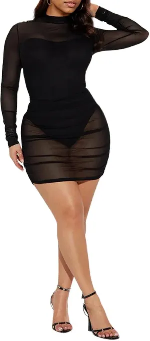 Uni Clau Womens Sexy See Through Sleeveless Cover Up Dress Deep V Neck Swimsuit Bodycon Midi Beach Dress Clubwear Dresses