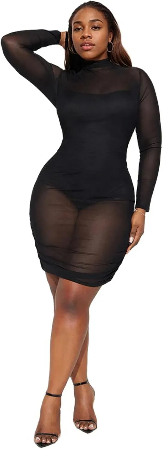 Uni Clau Womens Sexy See Through Sleeveless Cover Up Dress Deep V Neck Swimsuit Bodycon Midi Beach Dress Clubwear Dresses