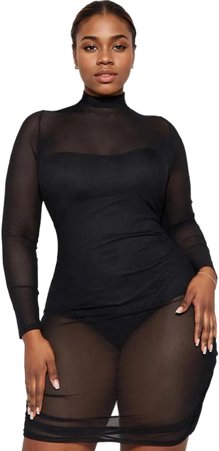 Uni Clau Womens Sexy See Through Sleeveless Cover Up Dress Deep V Neck Swimsuit Bodycon Midi Beach Dress Clubwear Dresses