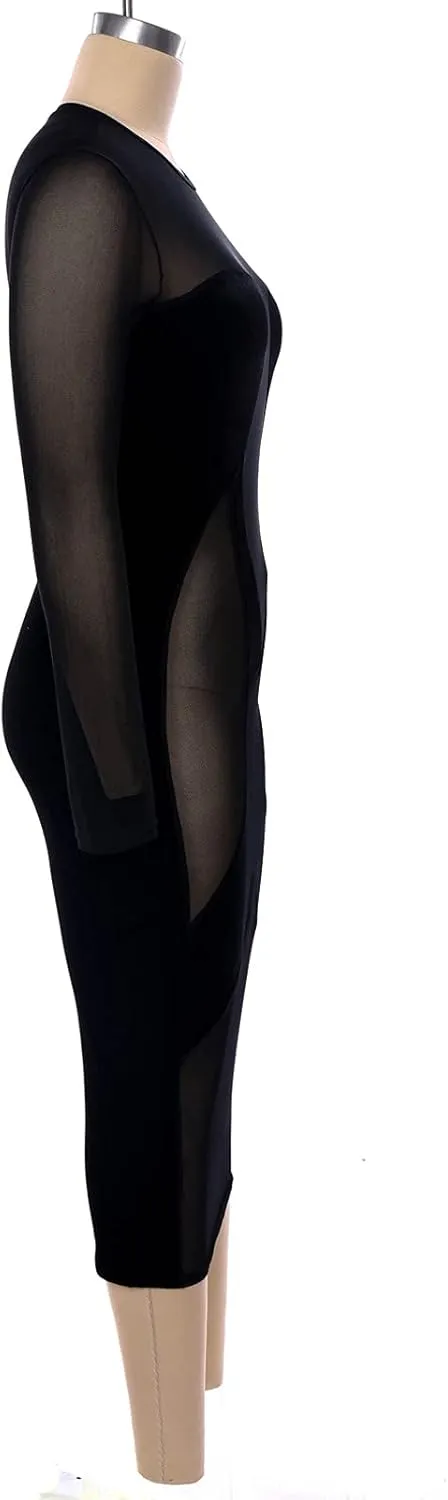 Uni Clau Womens Sexy See Through Sleeveless Cover Up Dress Deep V Neck Swimsuit Bodycon Midi Beach Dress Clubwear Dresses