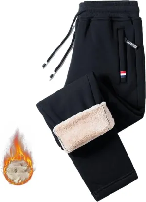 Unisex Fleece Jogging Bottoms - Embrace Cozy Comfort, Lambswool Fleece-Lined Joggers, Winter Warm Wide Leg Trousers