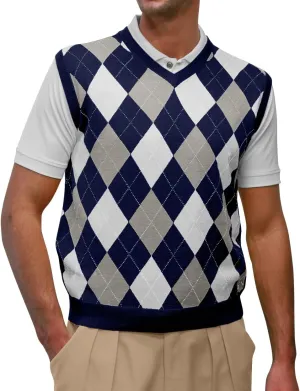 V-Neck Argyle Golf Sweater Vests - GolfKnickers: Mens - Pullover - (EE-6Z)