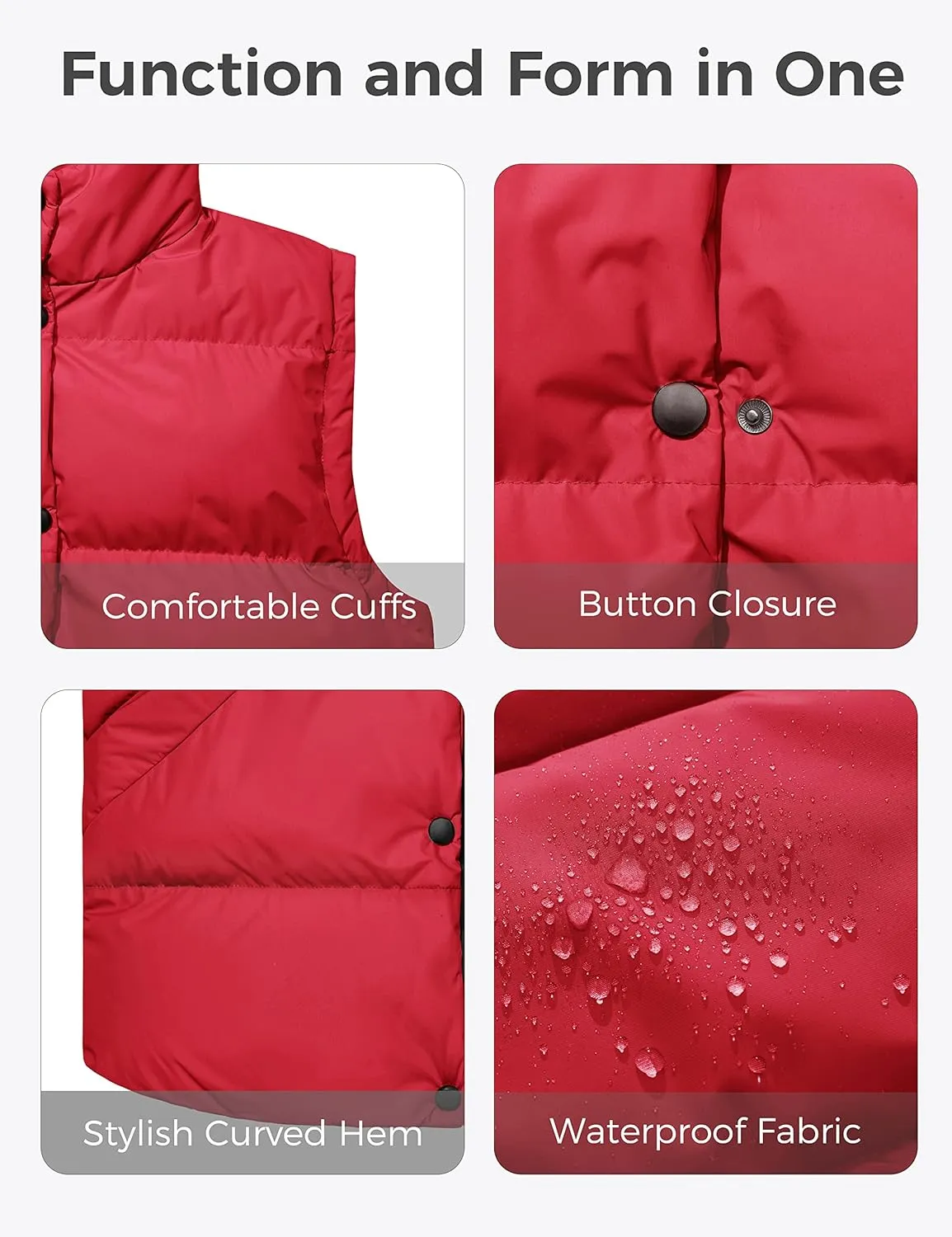 wantdo Women's Puffer Vests Thicken Winter Vest Outerwear Warm Puffy Vest