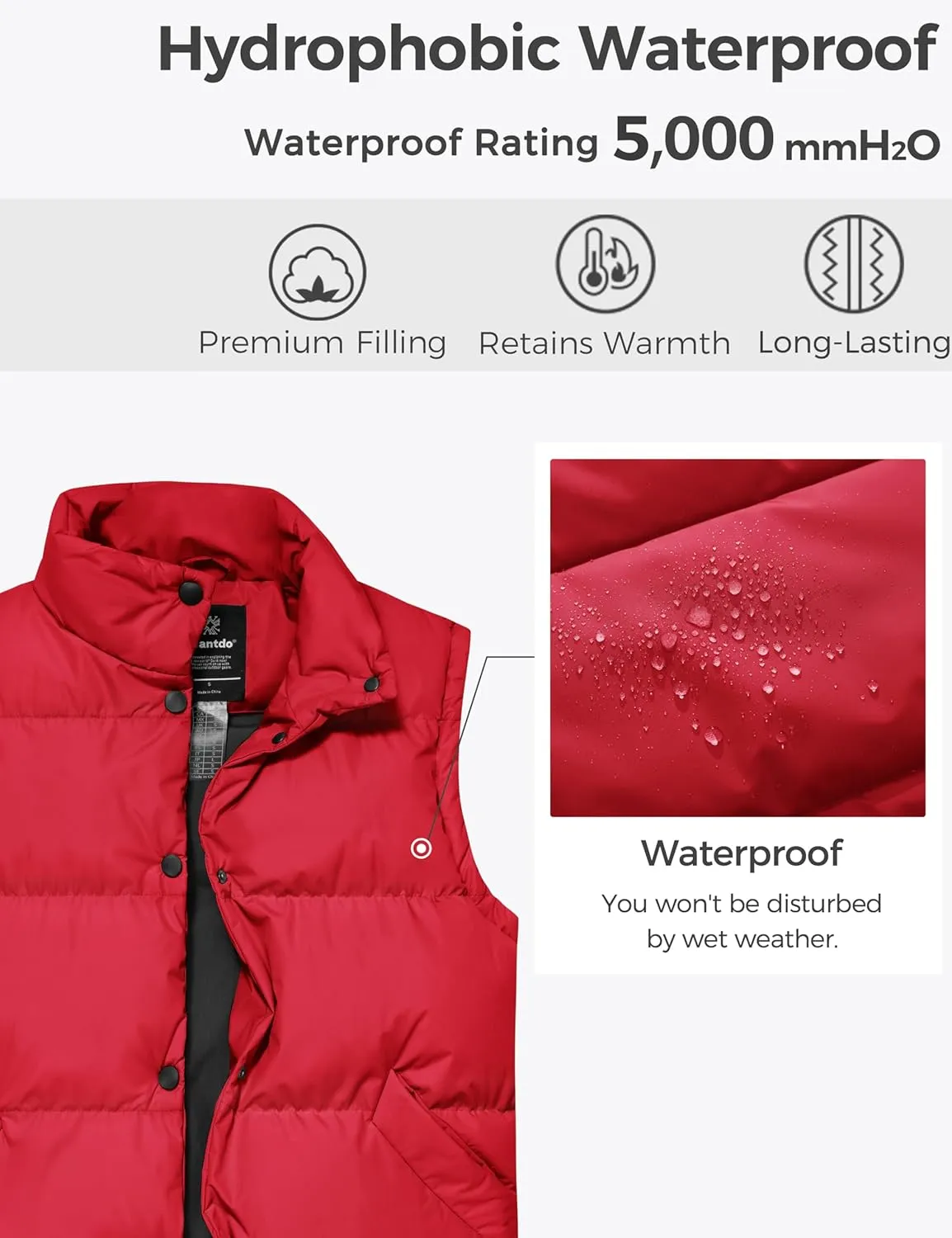 wantdo Women's Puffer Vests Thicken Winter Vest Outerwear Warm Puffy Vest