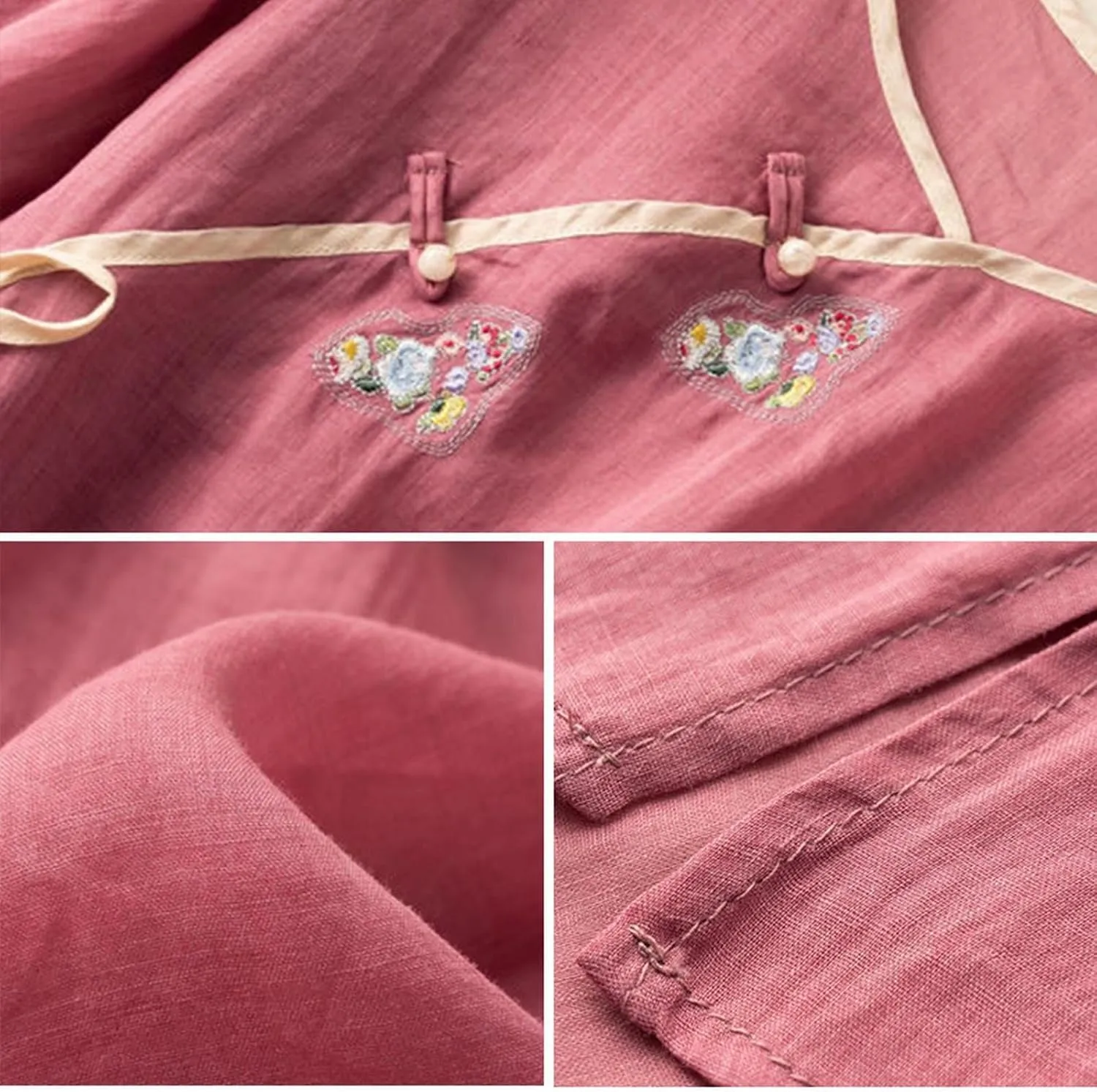 Western Shirts for Women Ethnic Embroidery Button Front Short Sleeve Linen Blend Casual Boho Style Summer Tops