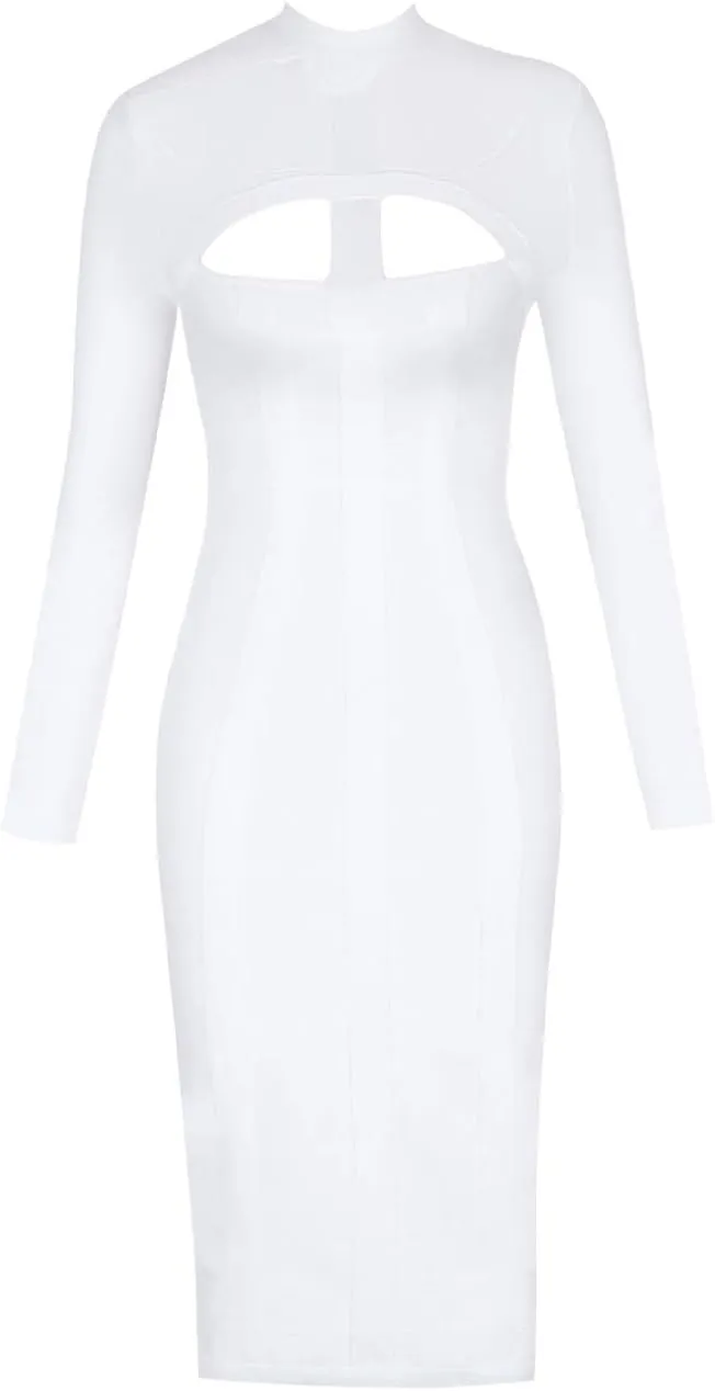 Whoinshop Women's Cut Out Long Sleeve Party Bandage Dress Clubwear Midi