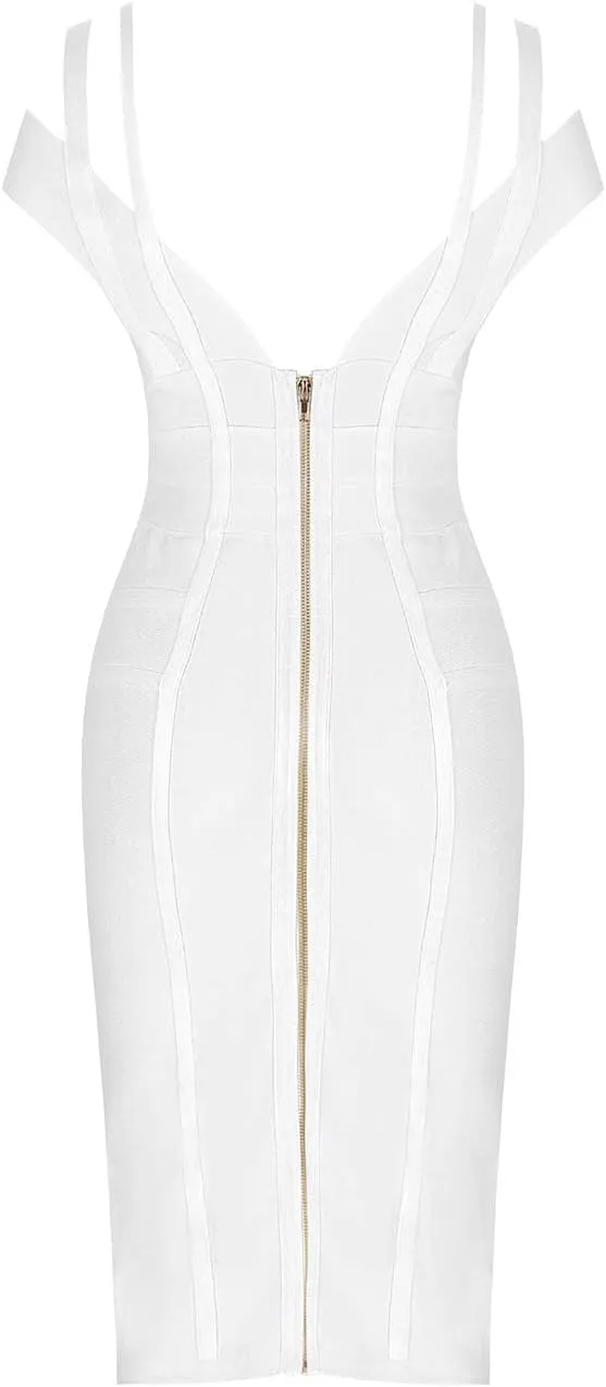 Whoinshop Women's Rayon Sexy V Neck Bodycon Clubwear Party Bandage Dress