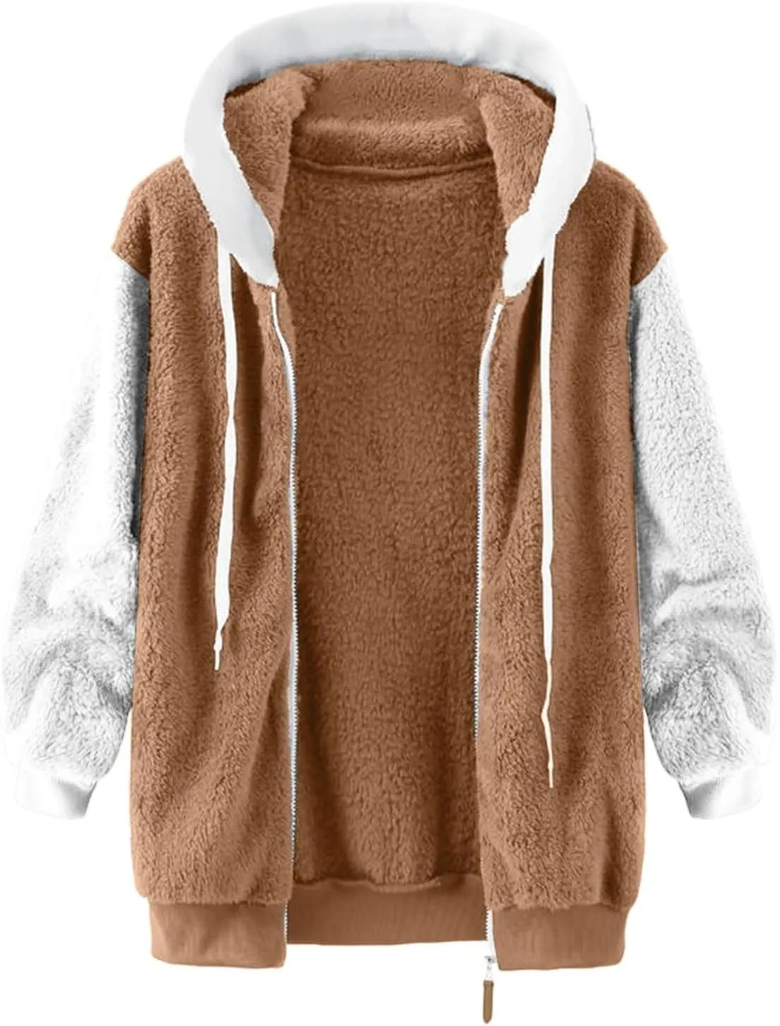 Winter Jackets for Women Women'S Fashion Winter Color Block Fuzzy Fleece Coat Casual Puffer Fluffy Outdoor Teddy Bear Jacket