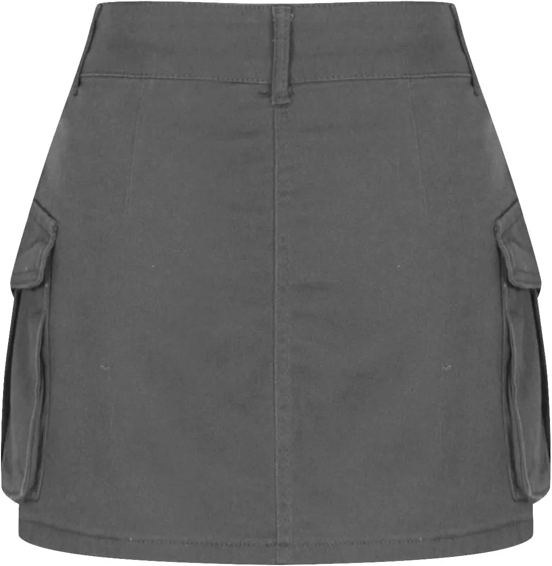 Women Casual Flap Pocket High Waist Straight Cargo Skirts Y2K Mini Skirts Solid Color Bodycon Skirts