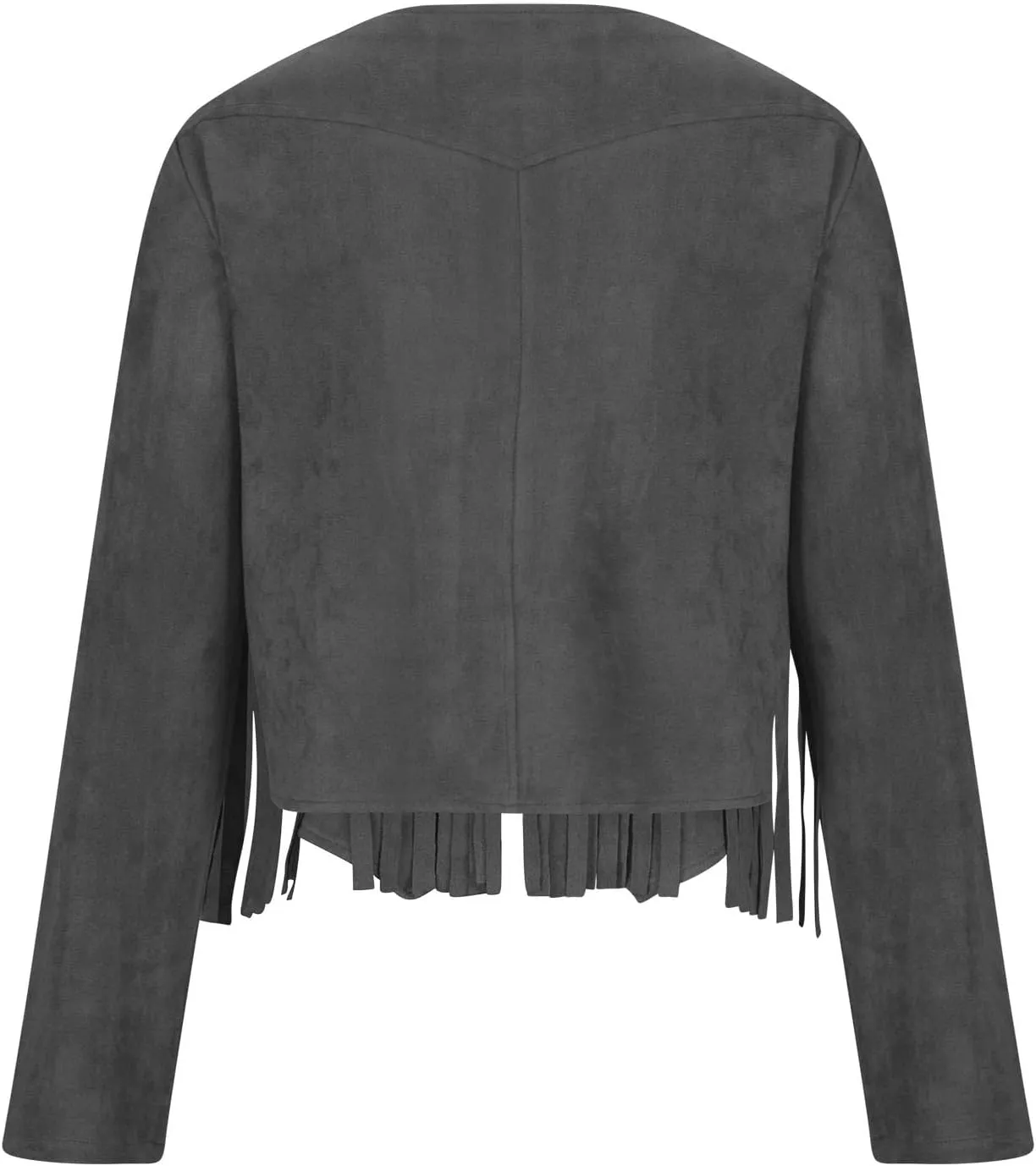 Women Elegant Crewneck Coats Double Breasted Wool Blend Over Crop Coat Classic Long Sleeve Loose CasuaL Suede Jacket