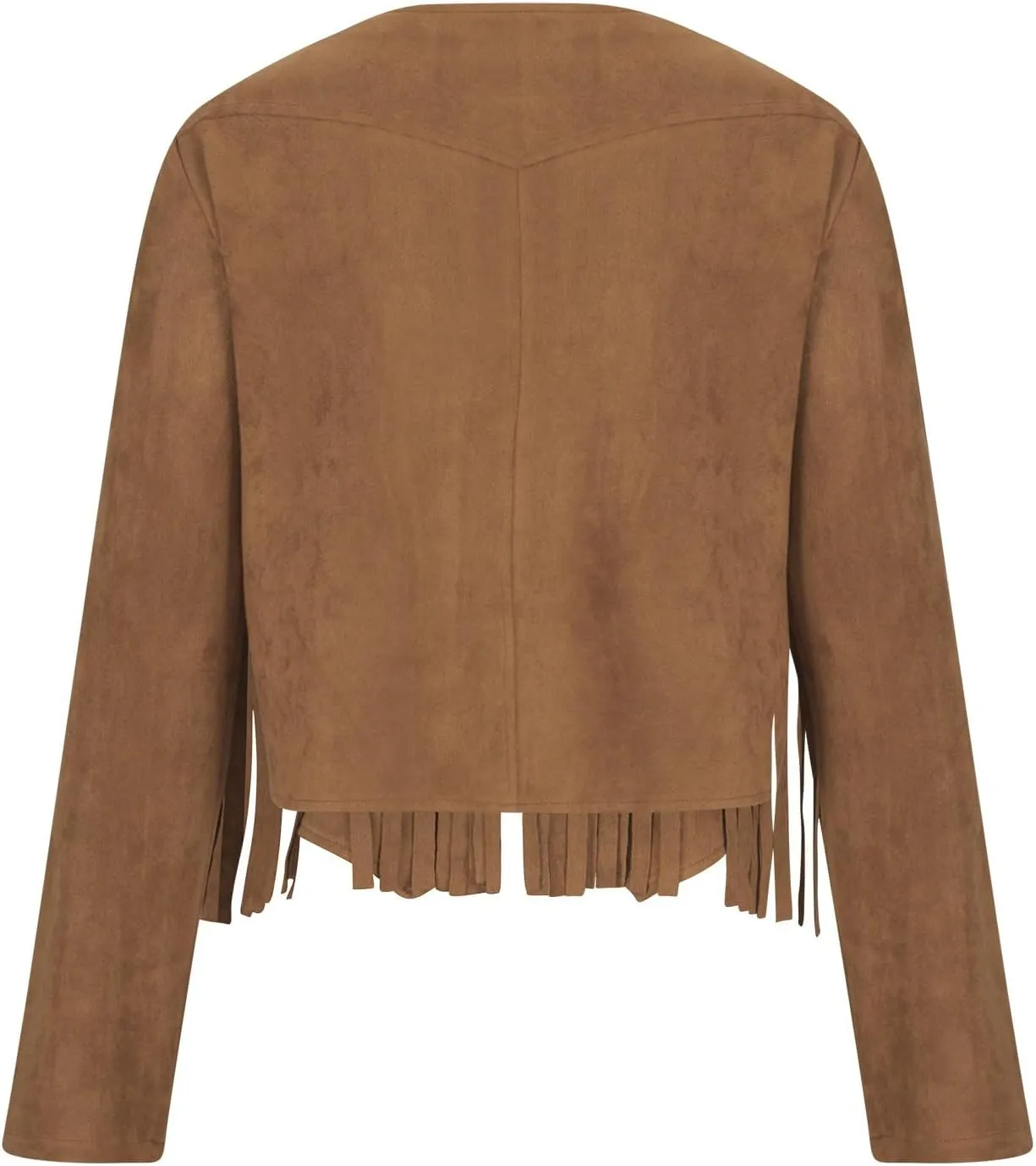 Women Elegant Crewneck Coats Double Breasted Wool Blend Over Crop Coat Classic Long Sleeve Loose CasuaL Suede Jacket