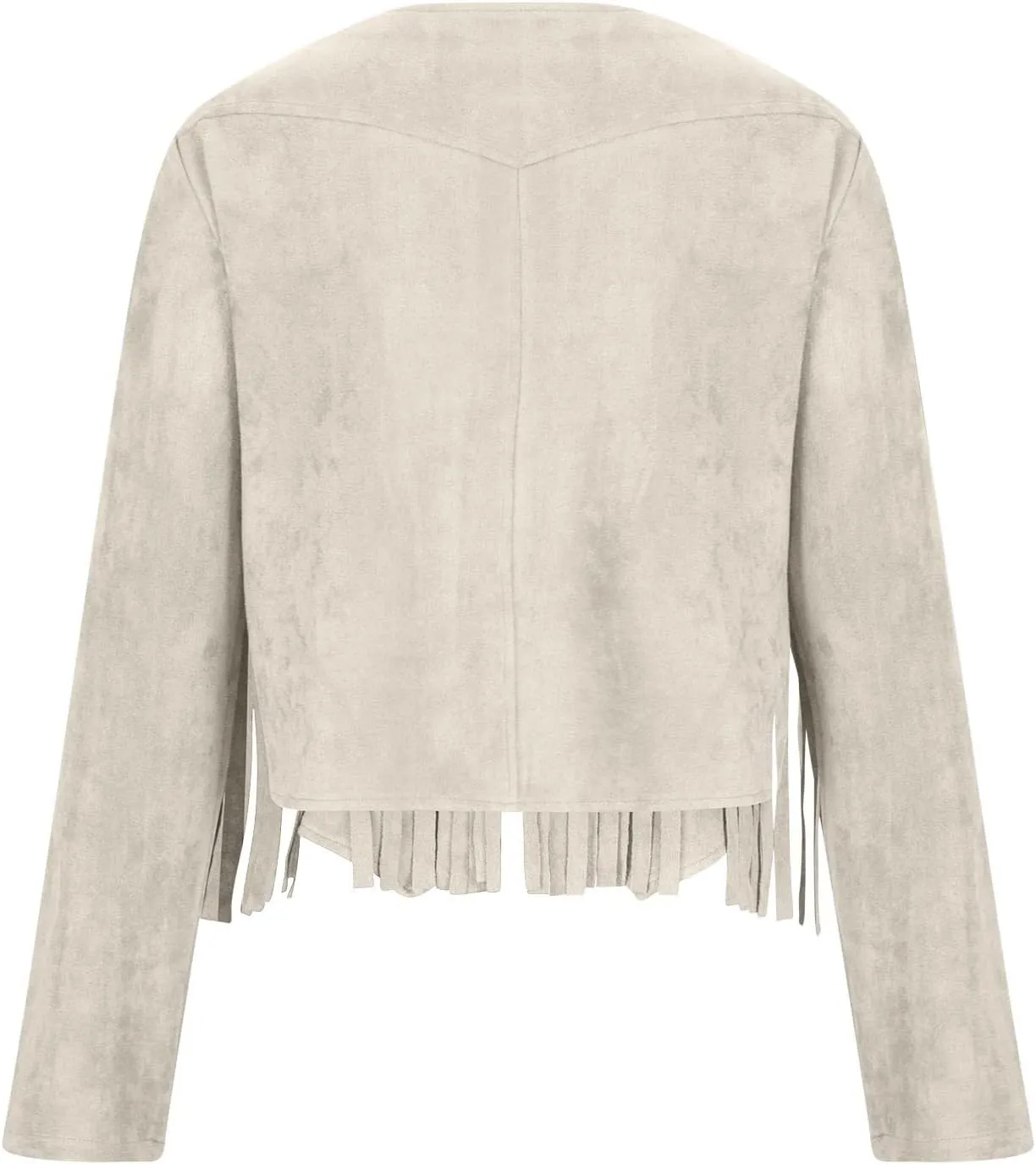 Women Elegant Crewneck Coats Double Breasted Wool Blend Over Crop Coat Classic Long Sleeve Loose CasuaL Suede Jacket