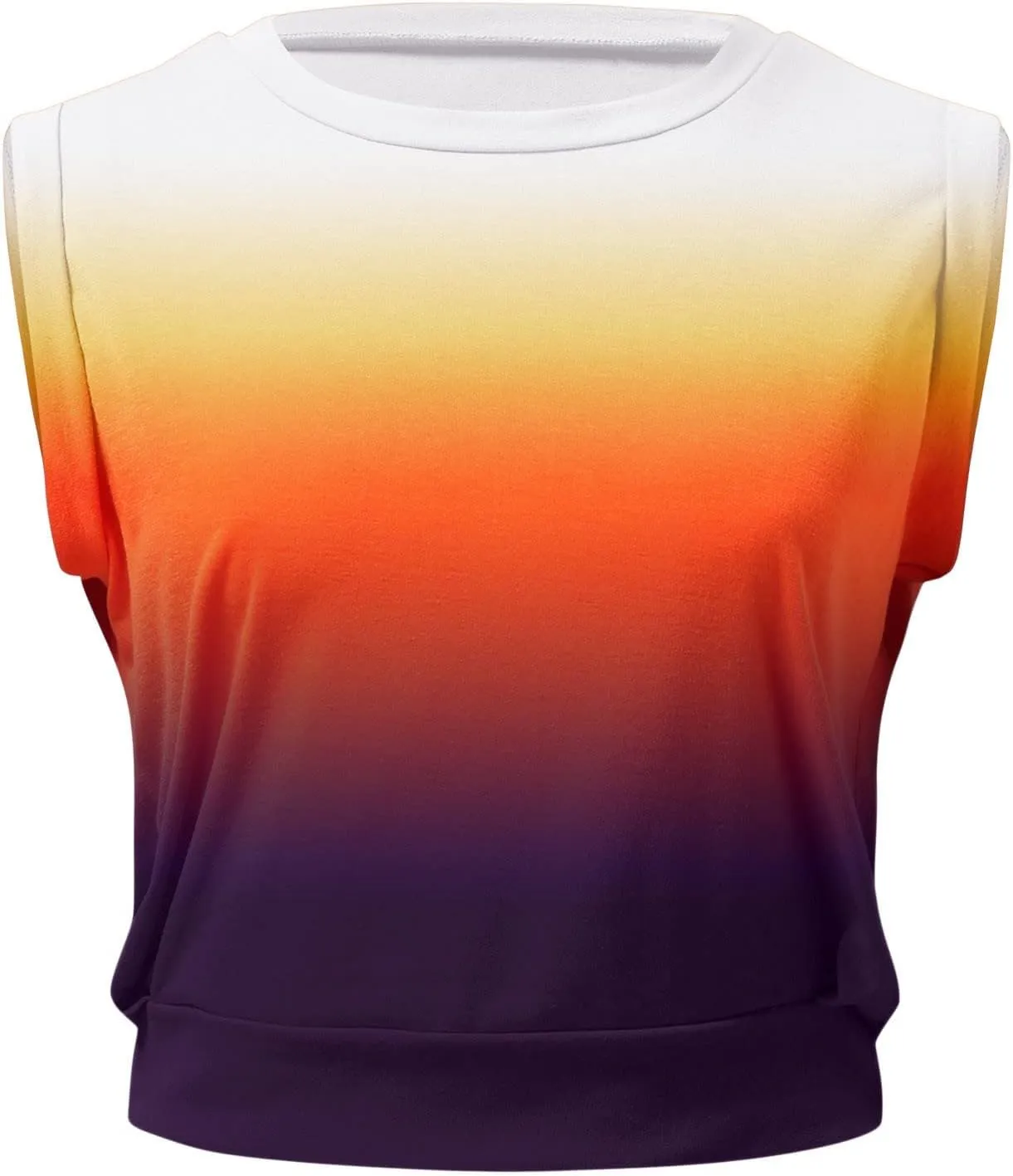 Women Fashion Sexy Crop Tops Athletic Shirt Print Sleeveless Yoga Tops Running Workout Shirts Elastic Slim Top
