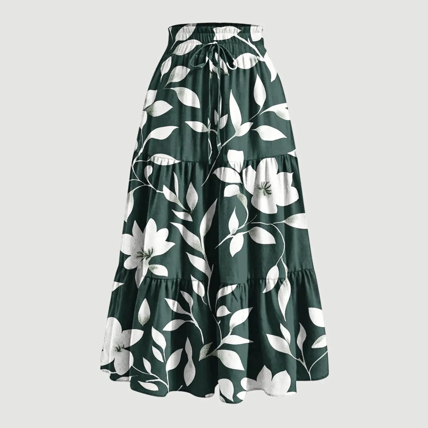 Women Floral Bohemian Maxi Skirts Summer Beach Hawaiian Boho Skirt 2025 Casual Holiday Long-Skirts for Vacation