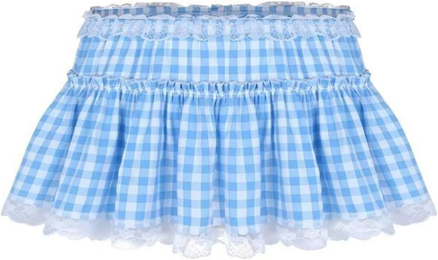 Women Halloween Dorothy Costume Plaid Mini Skirts Pleated Lace A Line Ruffle Short Skirts Gingham Princess Cosplay Skirts