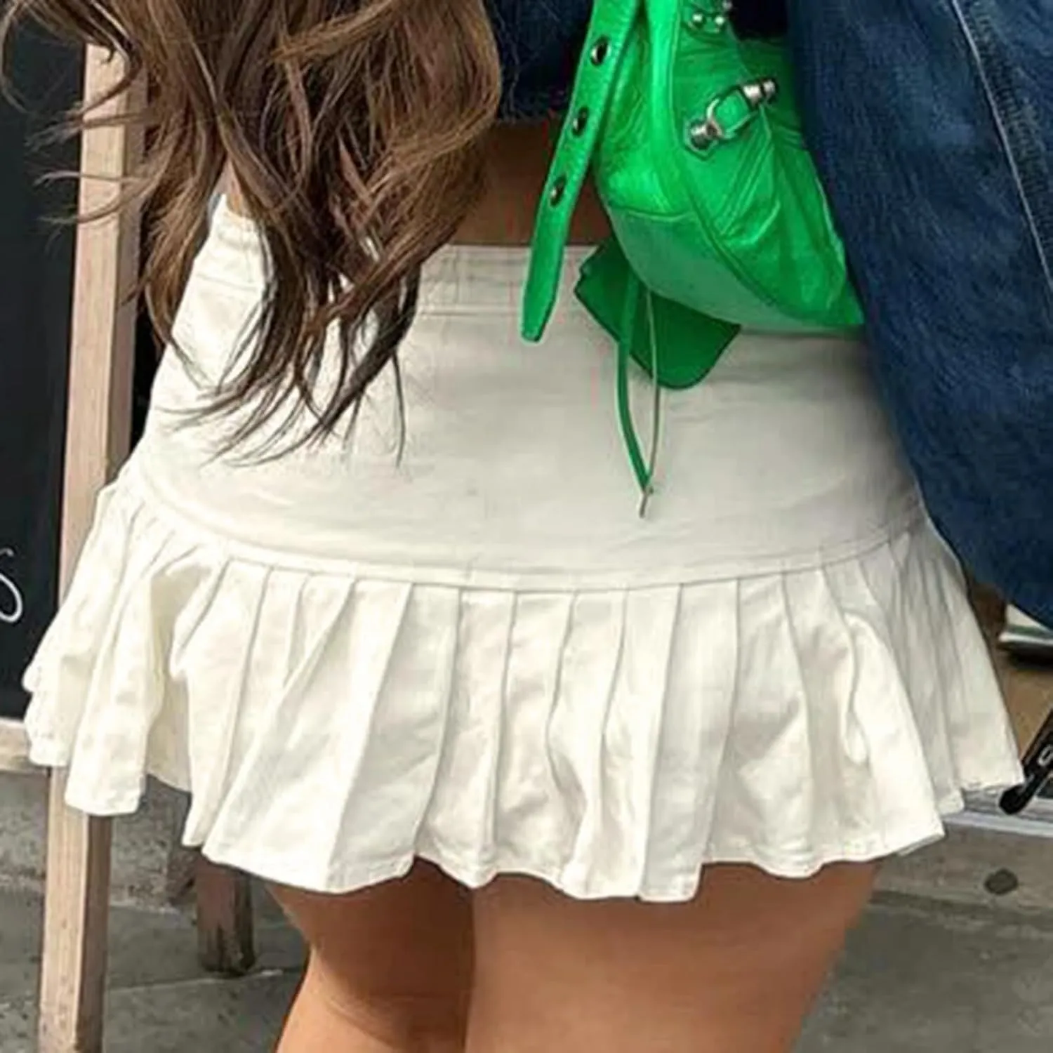 Women Low Waist Pleated Skirt Y2K Streetwear Casual Basic Solid Mini Skirt Aesthetic Bottoms Summer Clothes