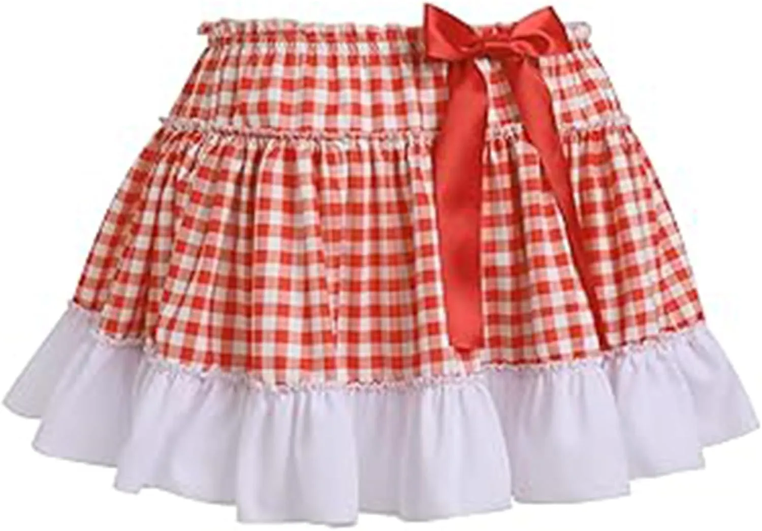 Women Men Sissy Plaid Mini Skirts Pleated Lace A Line Ruffle Short Skirts Gingham Halloween Cosplay Costume Skirts