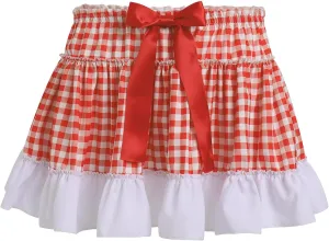 Women Men Sissy Plaid Mini Skirts Pleated Lace A Line Ruffle Short Skirts Gingham Halloween Cosplay Costume Skirts