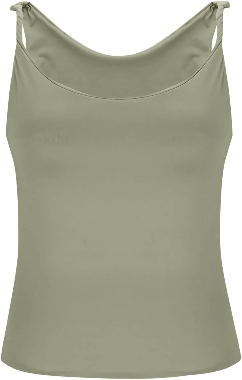 Women Off Shoulder Top Sleeveless Twist Strap Going Out Tank Tops Slim Fit Stretch Ruched Crop Top Casual T Shirts
