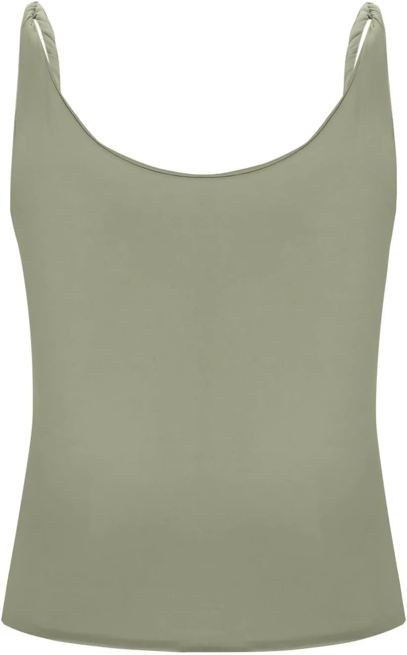 Women Off Shoulder Top Sleeveless Twist Strap Going Out Tank Tops Slim Fit Stretch Ruched Crop Top Casual T Shirts