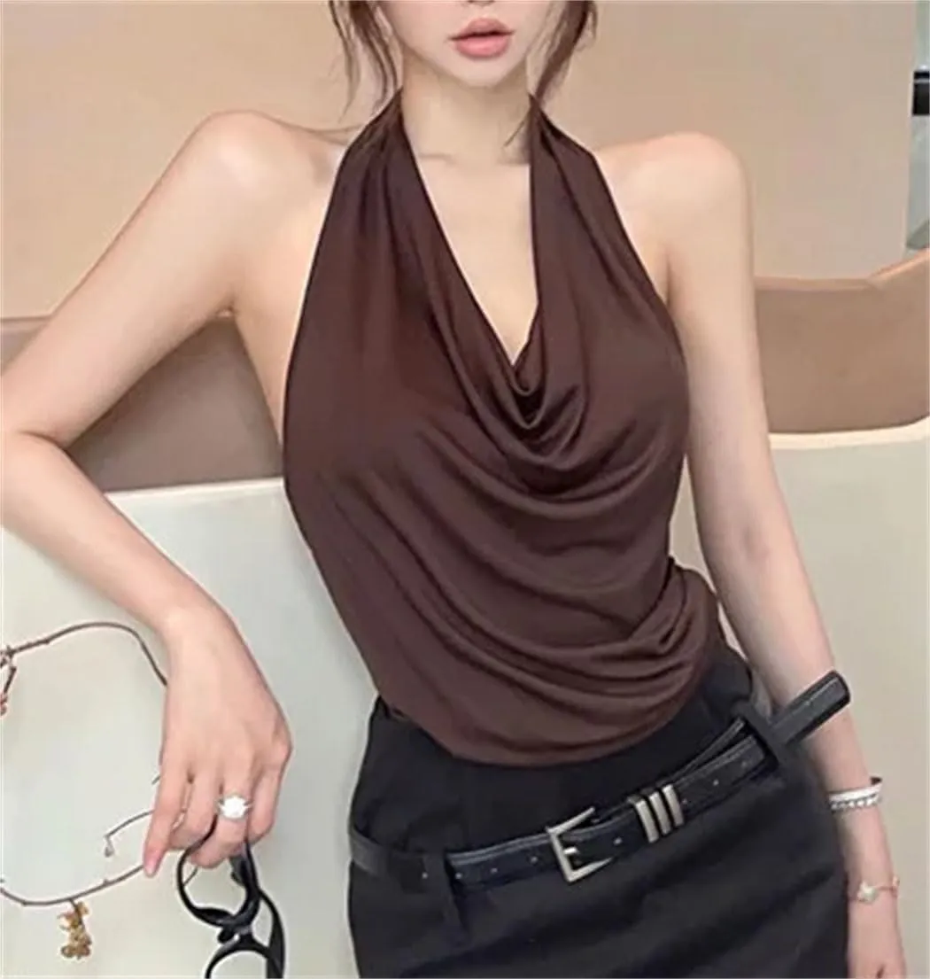 Women Sleeveless Halter Tops Solid Slim Fitted Womens Sports Vest Backless Strapless Tank Tops