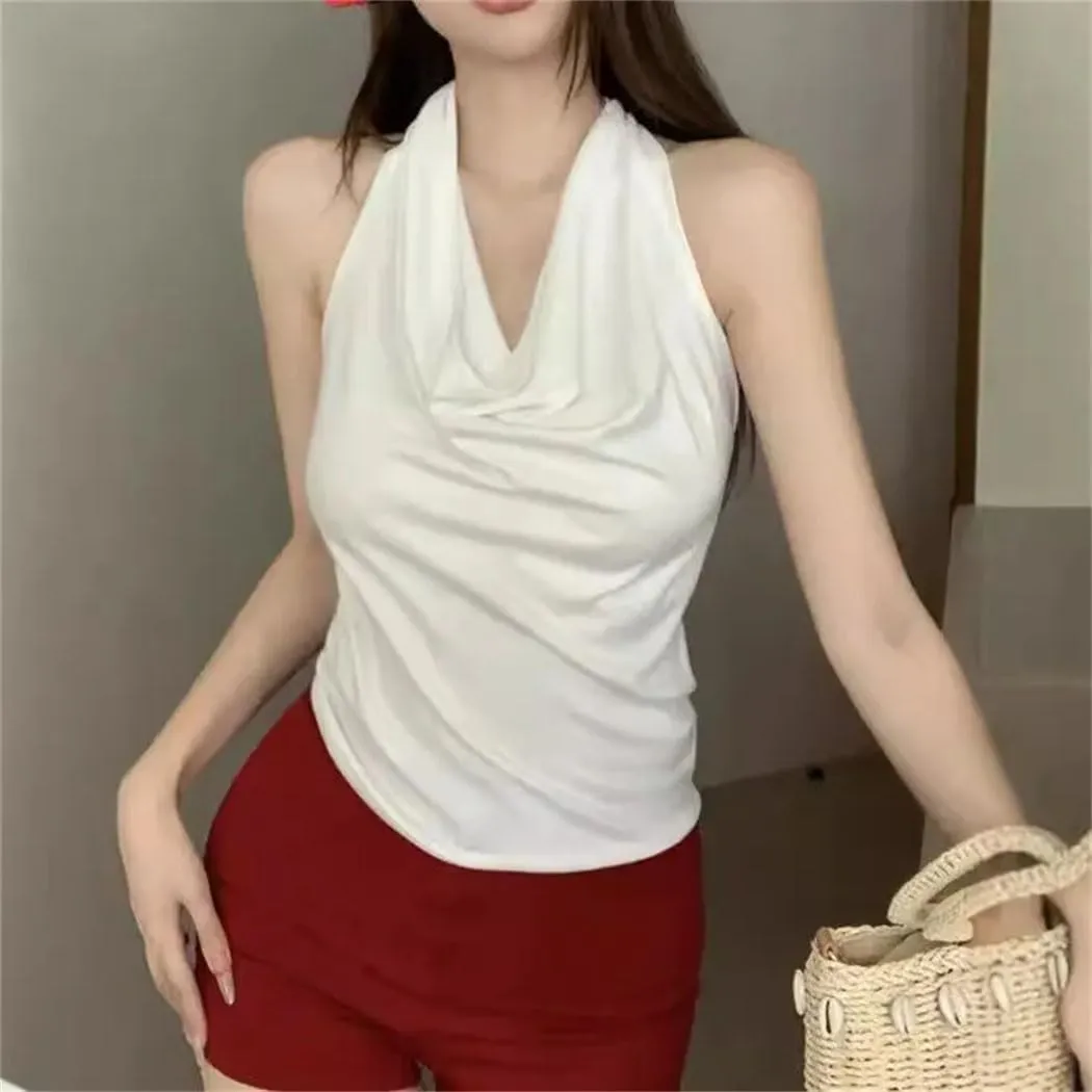 Women Sleeveless Halter Tops Solid Slim Fitted Womens Sports Vest Backless Strapless Tank Tops