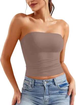 Women Strapless Tube Top Sexy Sleeveless Backless Bandeau Shirts Y2K Going Out Crop Tops Summer Outfits 2025
