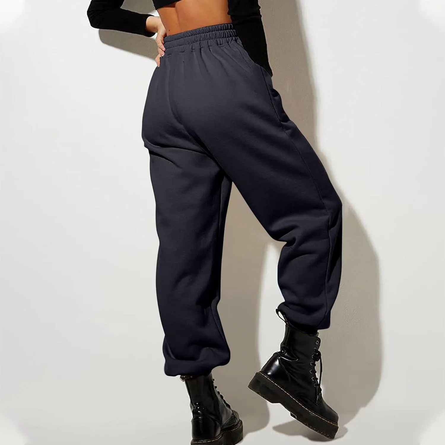 Women Sweatpants Lounge High Waisted Jogger Sweat Pants Baggy Drawstring Elastic Straight Leg Bottoms Trousers