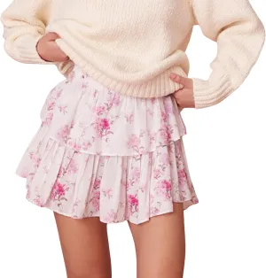 Women Y2K Floral Mini Skirts Lace Low Waist Pleated Ruffled Hem Layered Skirts Striped Beach Ruffle Short Skirts