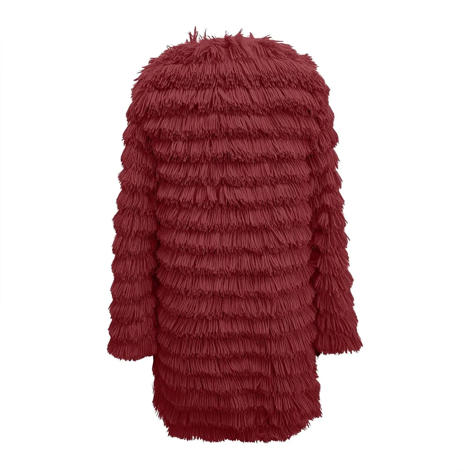 Women's 2023 Winter Faux Fur Jackets Fall Fashion Open Front Long Shaggy Coat Outerwear Tiered Maxi Faux Fur Cardigans