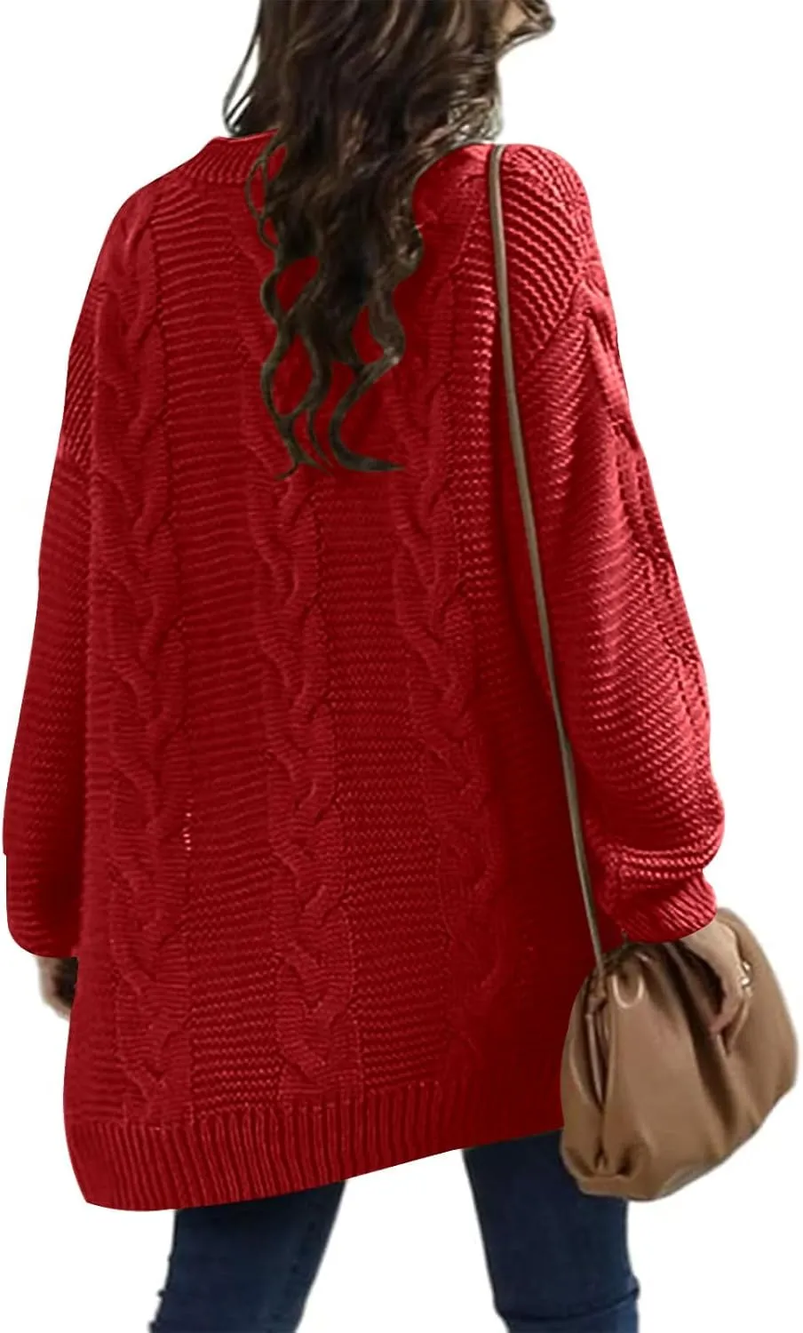 Womens 2024 Fall Open Front Chunky Knit Cardigan Sweaters Oversized Lantern Sleeve Sweater Winter Coat Outwear