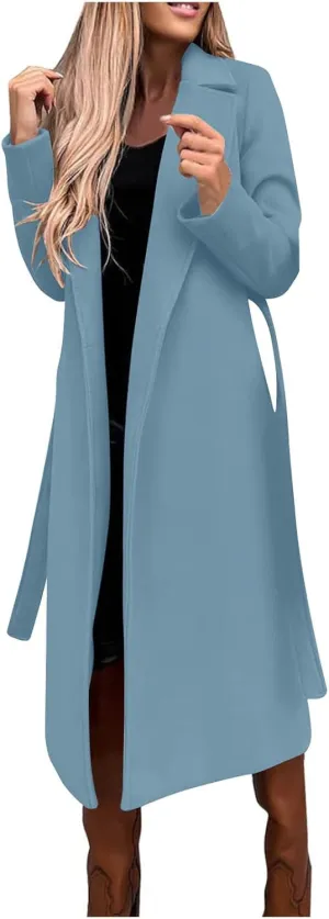 Women's 2024 Wool Blend Coat Oversized Long Winter Dress Coats for Women Thicken Warm Pea Coat Jackets Outerwear