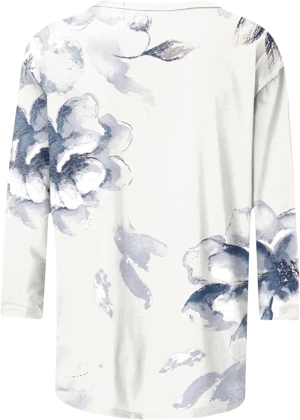 Womens 3/4 Sleeve Tops 2025 Spring Print Round Neck Shirts Loose Fit Three Quarter Sleeve Tshirts