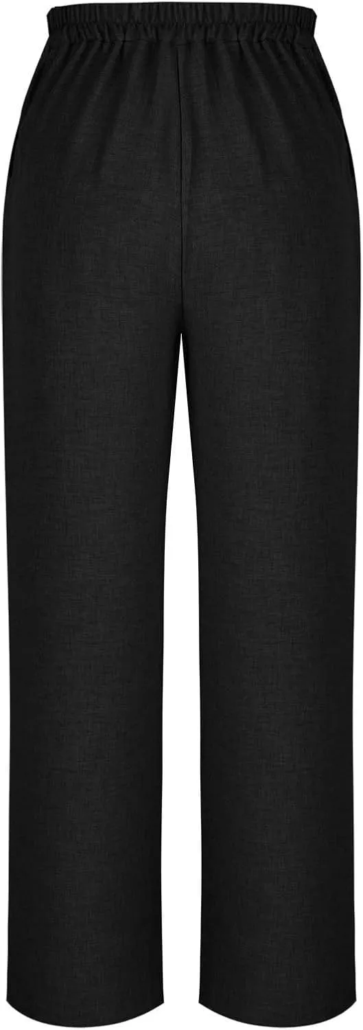 Womens Beach Pant Lightweight Soft Wide Leg Smart Trousers Lounge Trendy Straight Leg Pull on Palazzo Pant