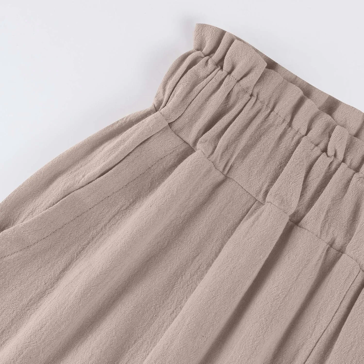 Women's Beach Vacation Straight Wide Leg Pants Casual Summer Ruffle Palazzo Trouser Flowy Lounge Pant with Pocket