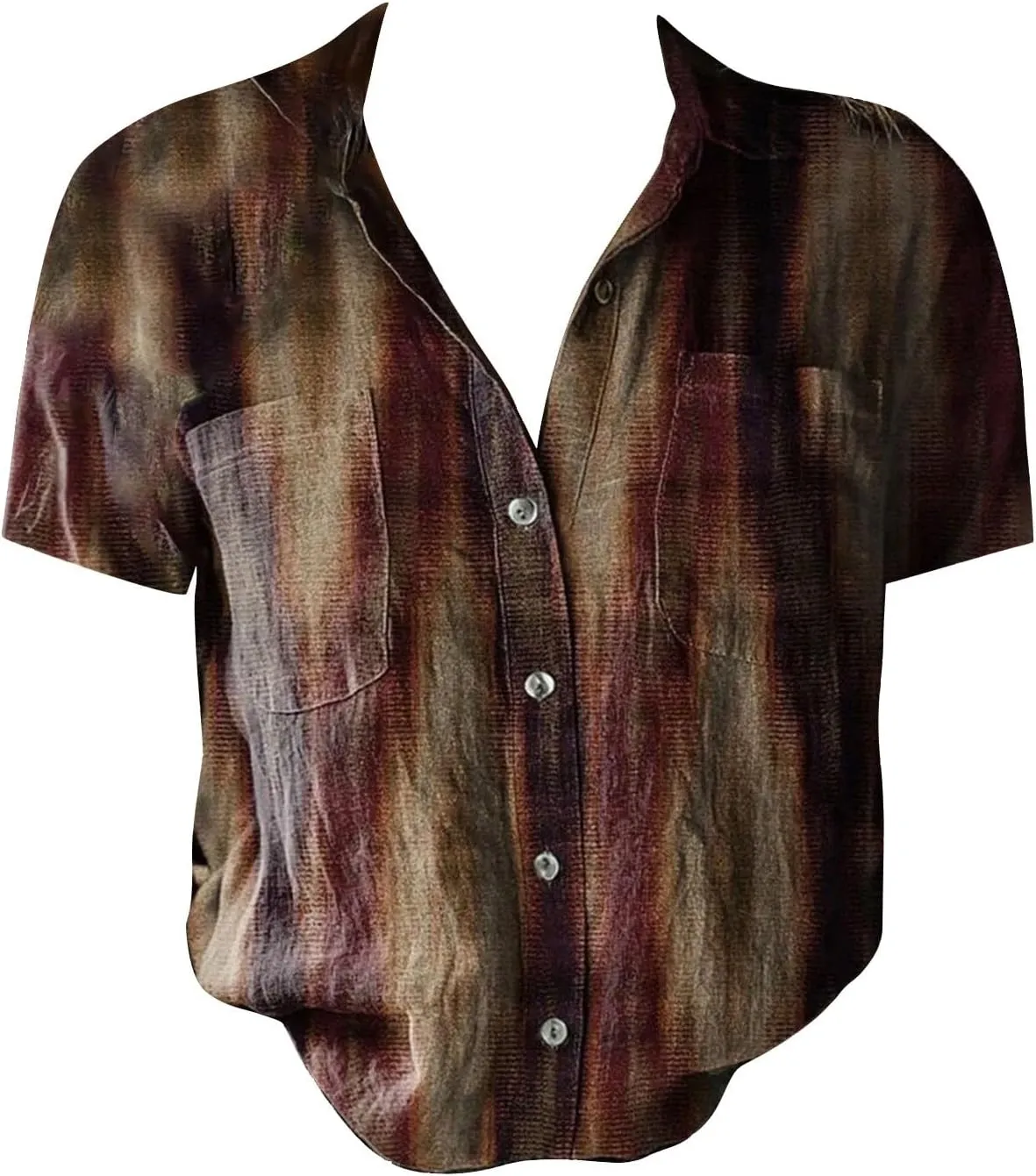 Womens Button Down Linen Shirt Breathable Tops Loose V Neck Collared Tops Womens Daily Shirts Short Sleeve Boho Shirts Tops
